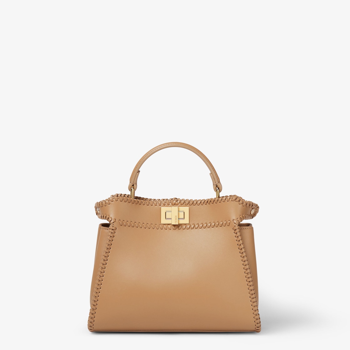 FENDI Peekaboo Mini Cappuccino brown leather bag with threading - Image 1